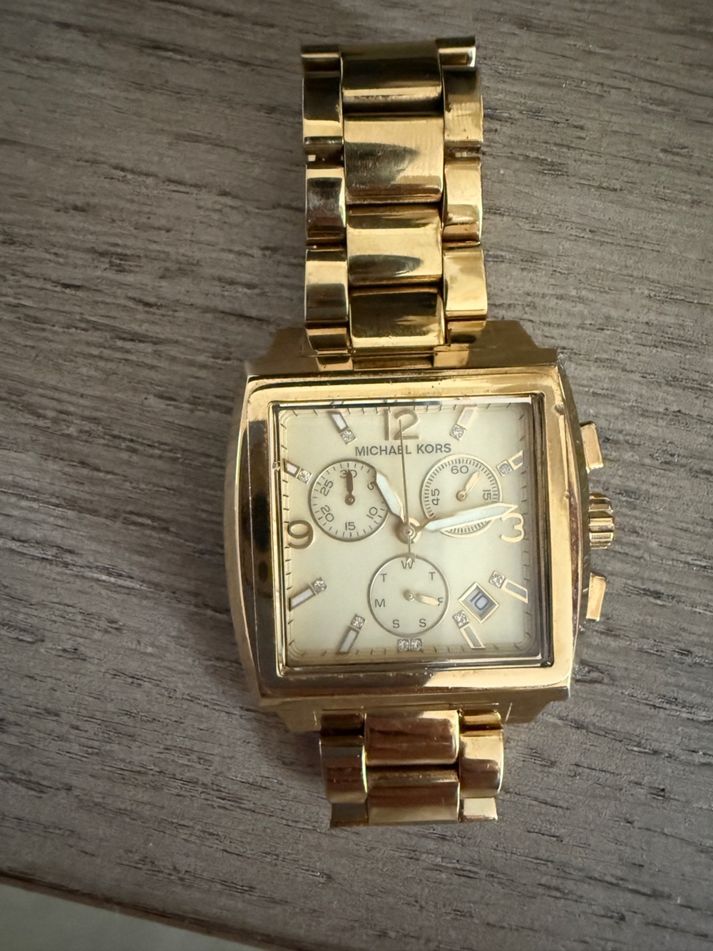 Michael Kors Gold-tone Square Chronograph Watch with Champagne Dial